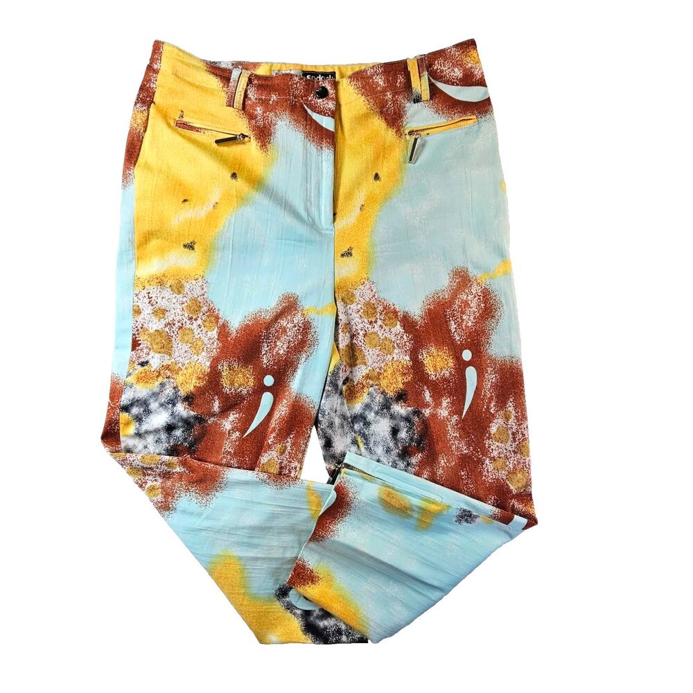 Jamie Sadock Women’s Size 12 Cropped Golf Pants Abstract Print 3 Zip Pockets